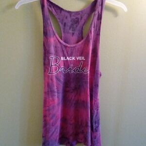 Womans XL Black Veil Brides Tribe Purple and Pink Tie-Dye Sleeveless Tank Top